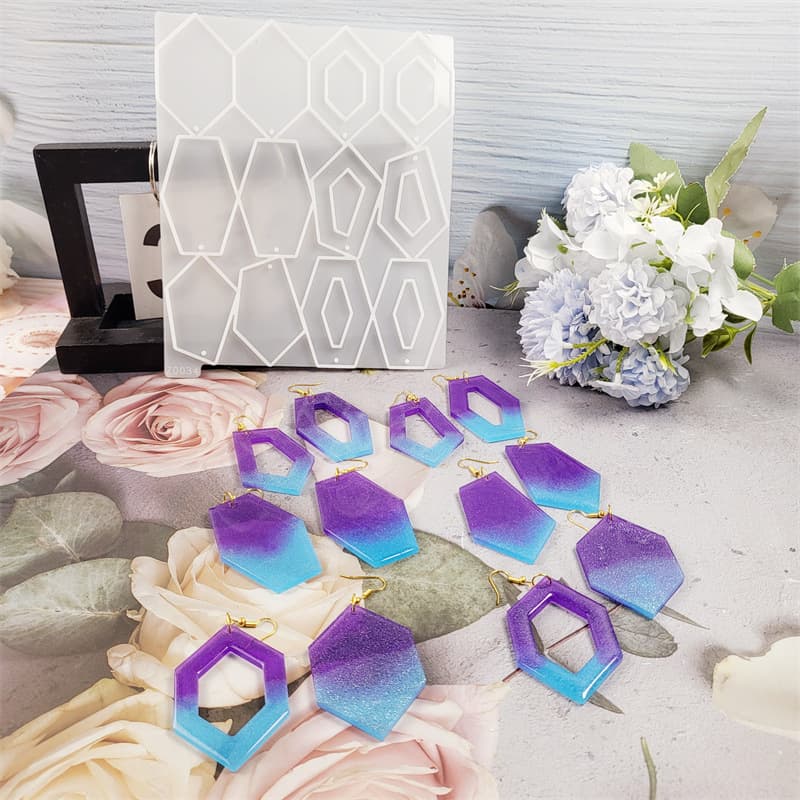 Z0034 Geometric Polygon Earring Mold, Crystal Resin Silicone Mold DIY Decorative Silicone Mold