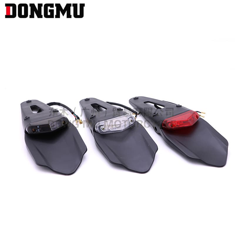 Off-Road Motorcycle Rear Mudguard Tail Light LED Brake Light License Plate Light Durable ABS Material for Adventure Bikes