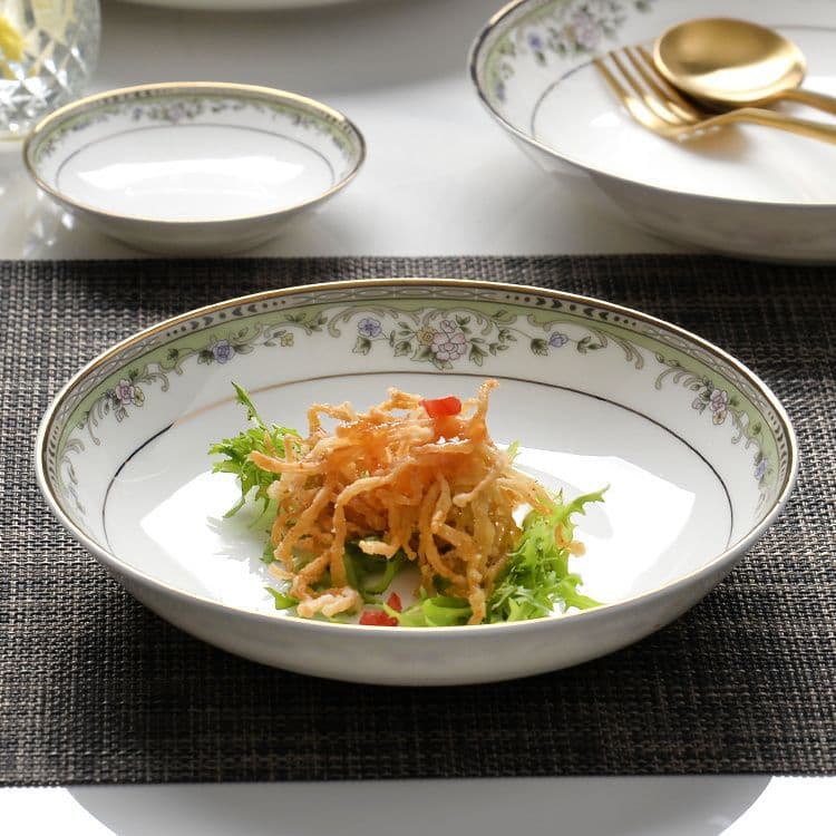 Bone China Soup Plate Deep Dish Ceramic Plate Home Use Dinner Plate Round Porcelain Plate