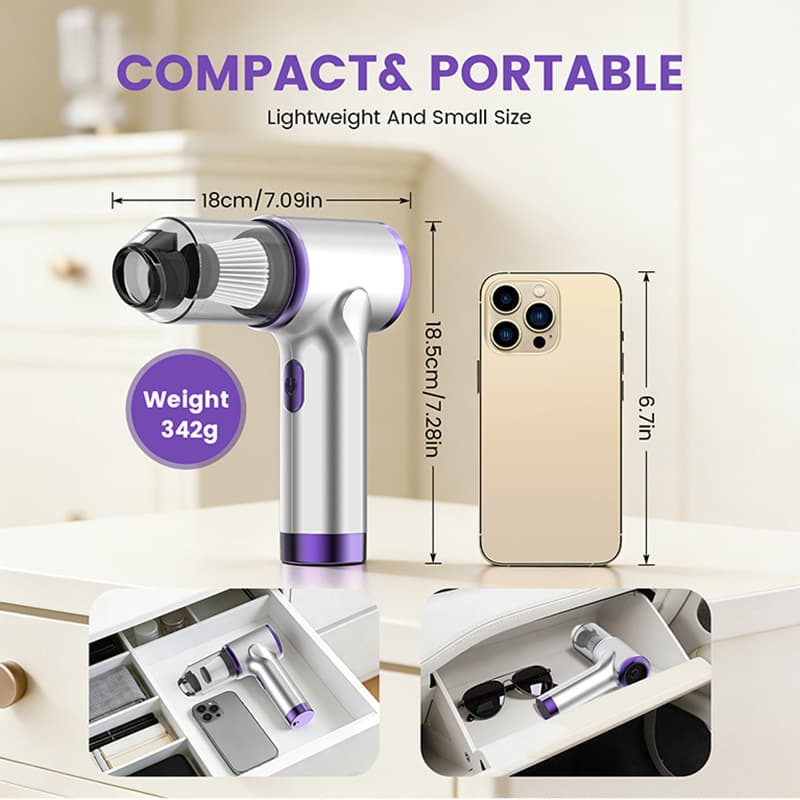 Car Wireless Mini Vacuum Cleaner Portable Pistol Grip High-Power Handheld Vacuum for Home Pet Hair