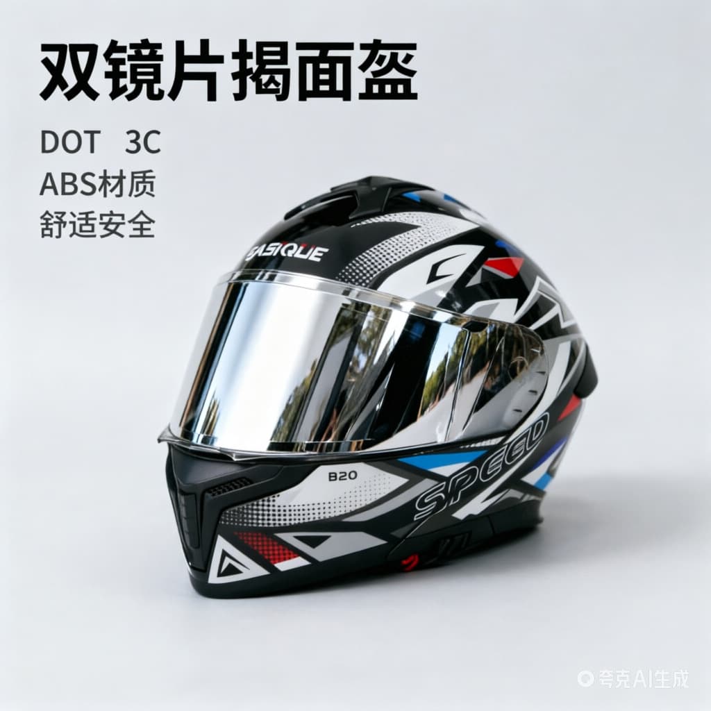 Adult Motorcycle Helmet Unisex Touring Flip-Up Full Face Helmet with Dual Visors and Large Spoiler DOT Certified