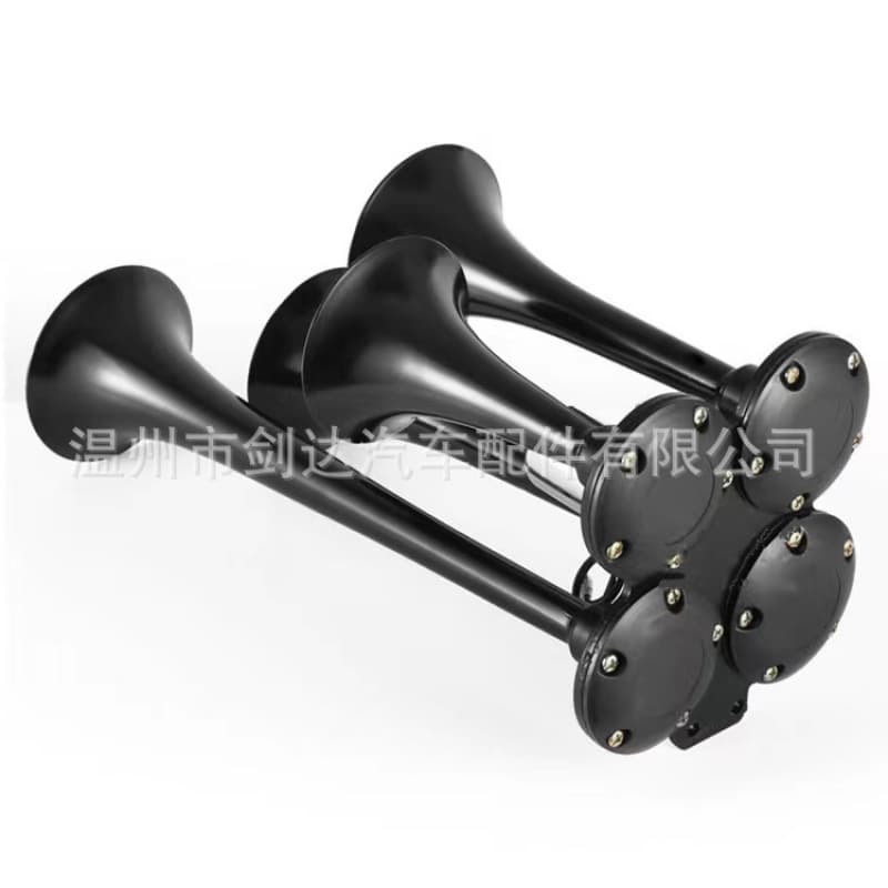 4-Pipe Chrome-Plated Metal Air Horn Electric Control Truck Train Horn 4PIP AIR HORN