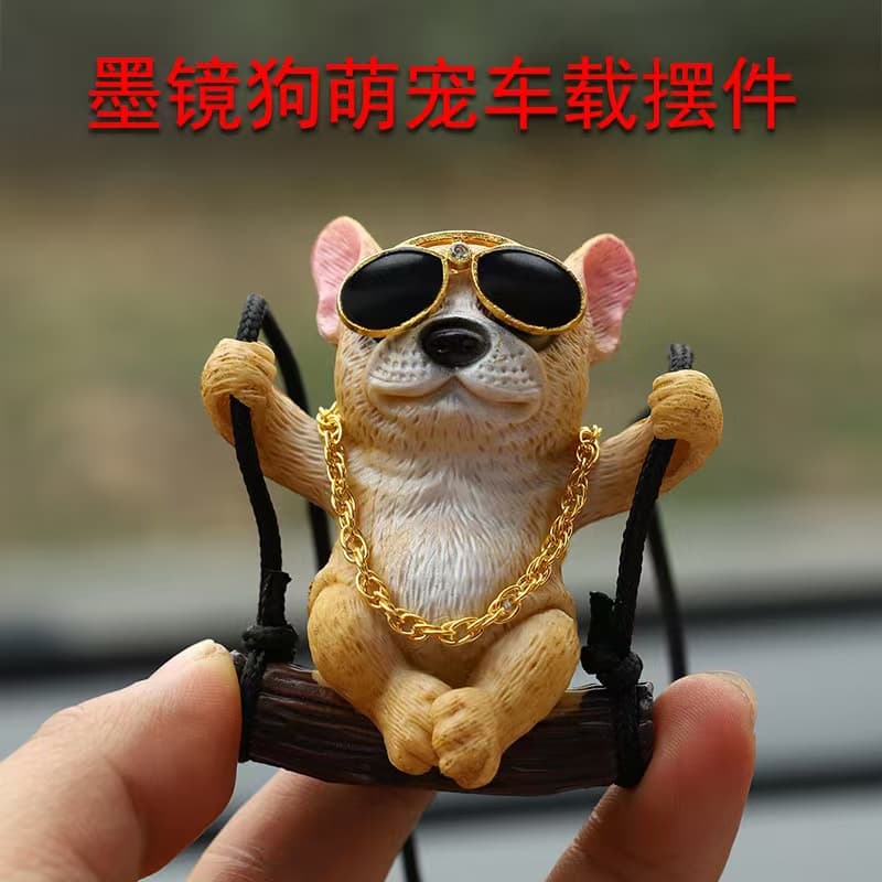 Car Hanging Ornament Bulldog Super Cute Swing Puppy Premium Car Charm French Bulldog Internet Celebrity Car Interior Decoration