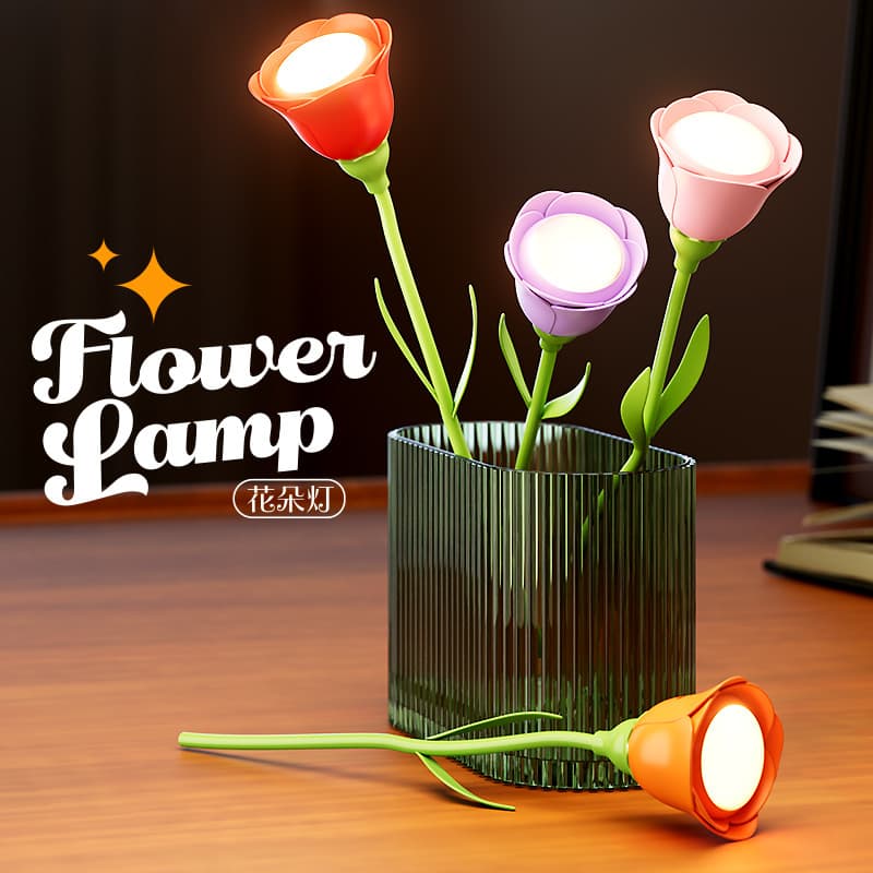 Rose and Sunflower Night Light, Bedside Desk Lamp Atmosphere Mini Desktop Decor Ornament
