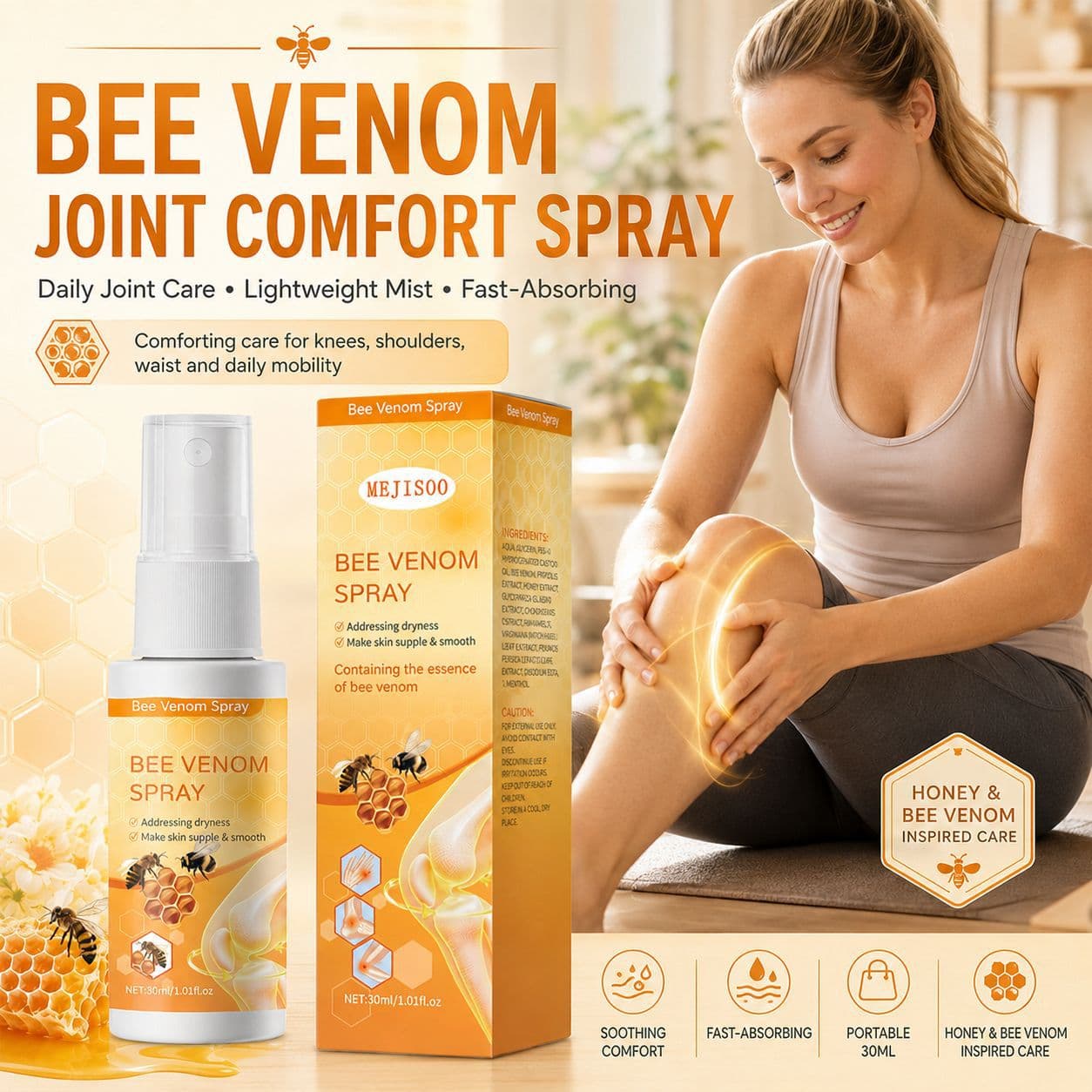 Cross-border bee venom spray soothing joint care spray Bee Venom Spray 30ML foreign trade