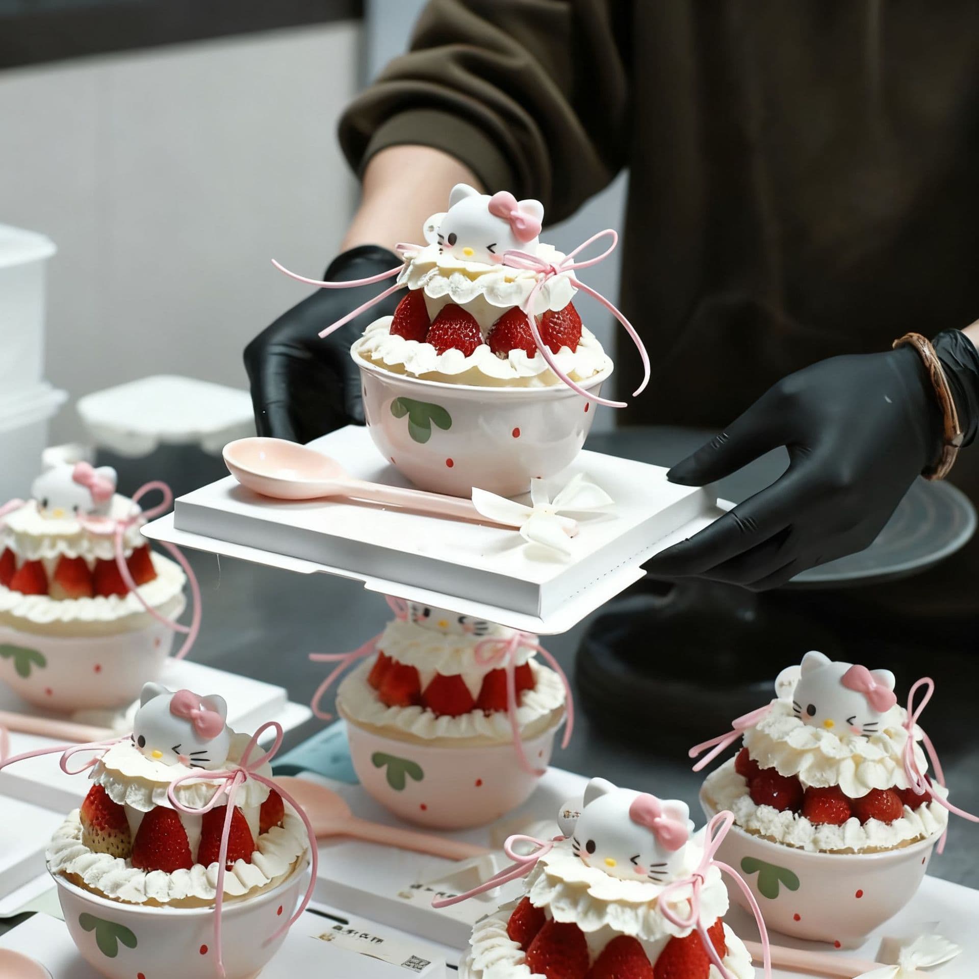 Factory Direct Strawberry Bowl Christmas Cake Ceramic Tableware Household Bowl Instant Noodle Bowl Individually Foam Packed Wholesale