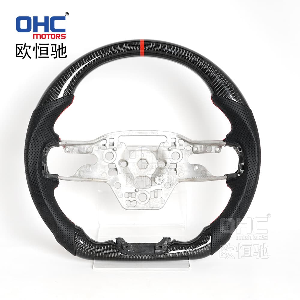 Dubai straight hair suitable for the new Ford Mustang carbon fiber steering wheel modified D-shaped flat bottom sports steering wheel