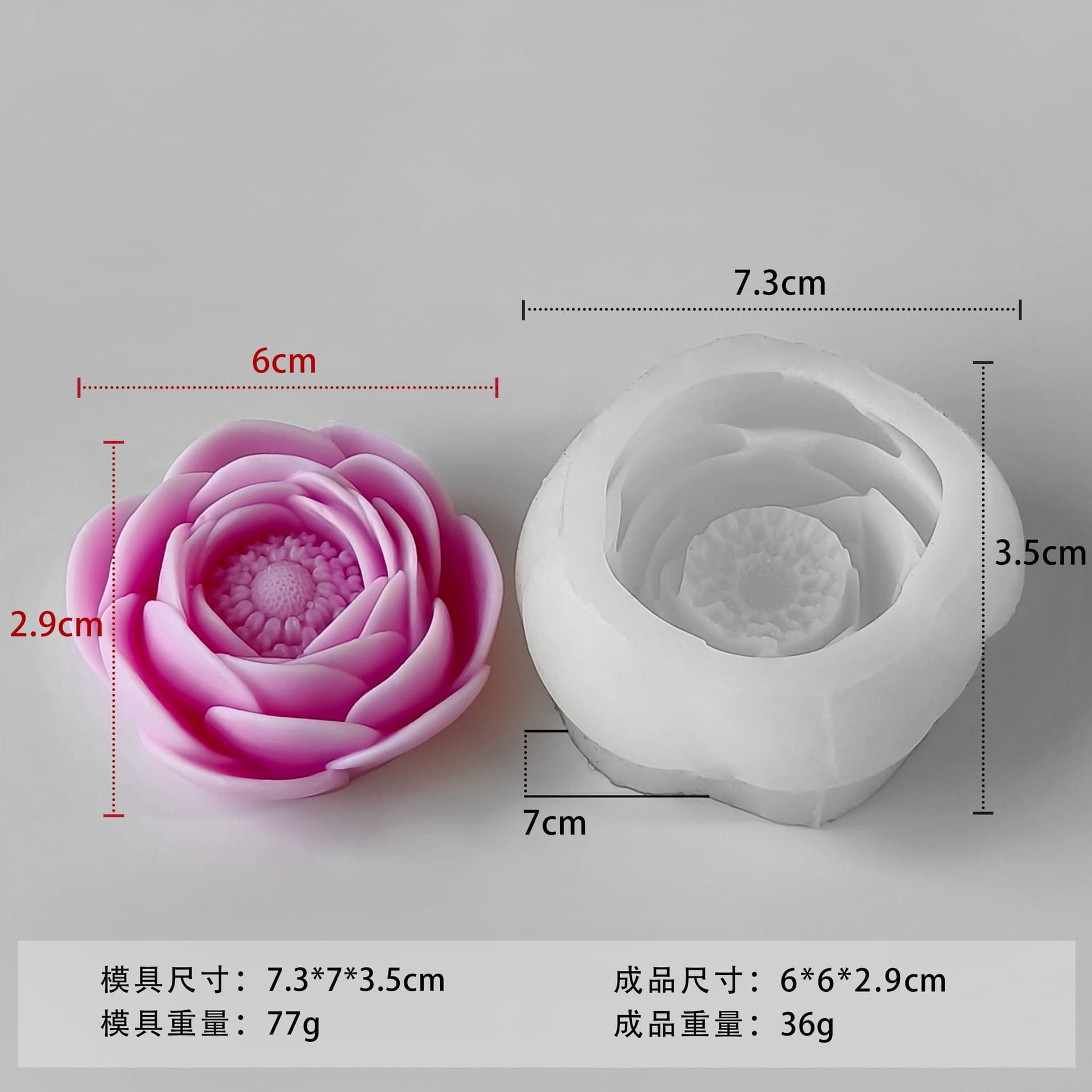 Jiahuimei Lotus Aromatherapy Candle Silicone Mold DIY 3D Flower Handmade Soap Scented Gypsum Decoration Mold
