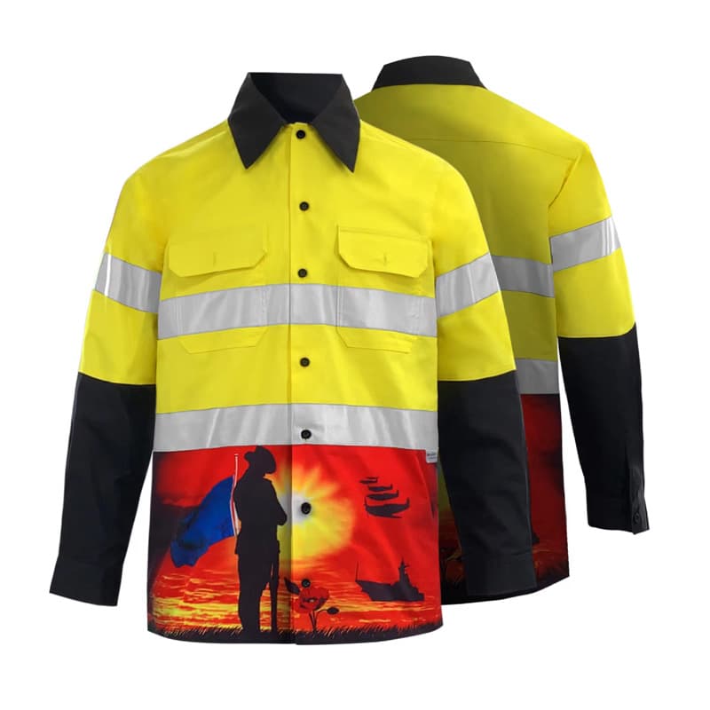 Custom Pure Cotton Reflective Shirt Men's Long Sleeve Safety Protective Clothing for Miners, Gas Station Workers, Welders