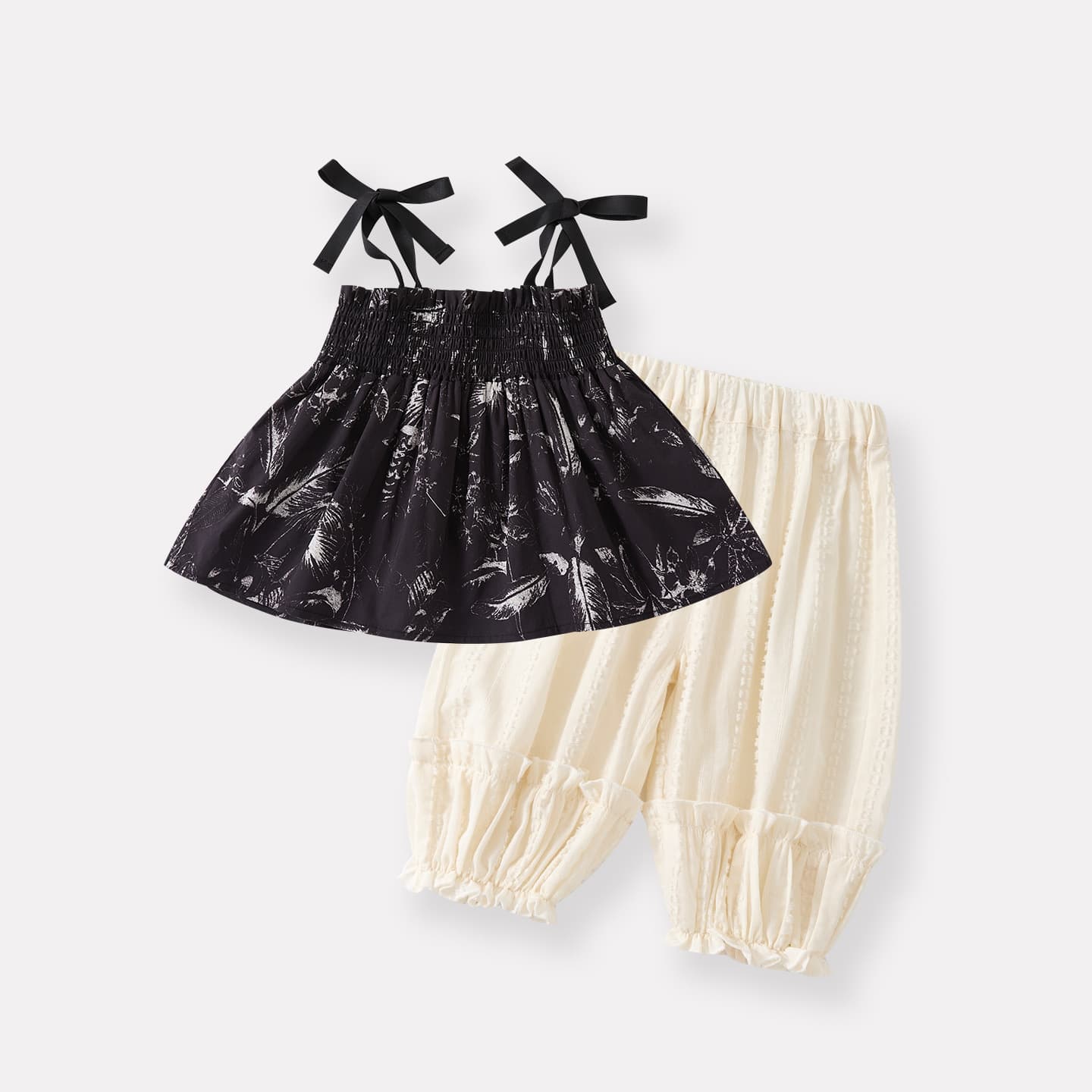 Baby Korean Trendy Stylish Flower Halter Doll Top for Girls, Summer Thin Simple Jacquard Mosquito-Proof Pants