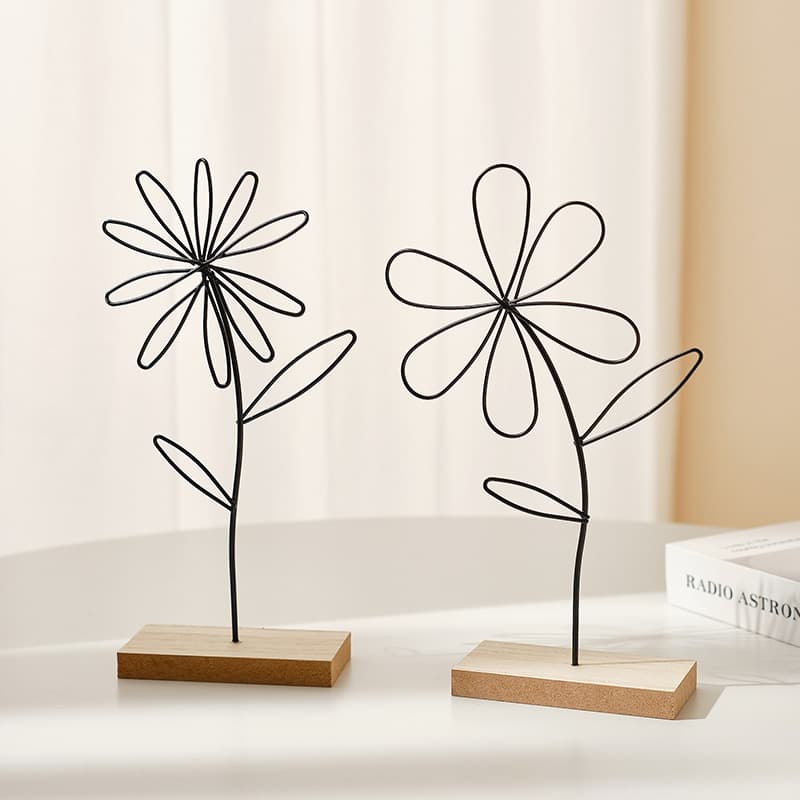Nordic Industrial Style Iron Art Small Flower Ornament Creative Home Desktop Decoration Entrance Wine Cabinet Metal Craft