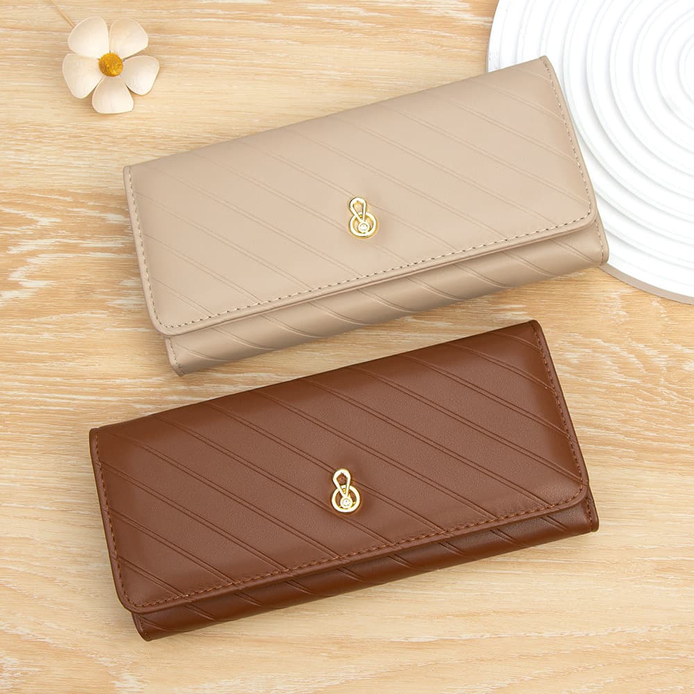 Fashion Classic Embossed Twill Women's Long Wallet Large Capacity Multi-Slot Card Holder Zip Coin Purse