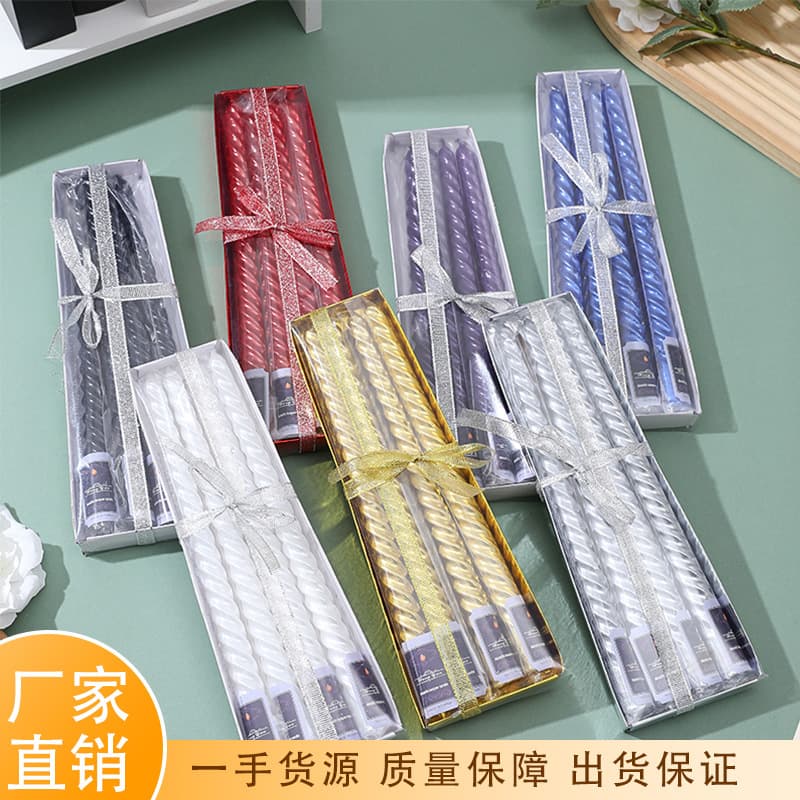 Classic Electroplated Threaded Candles Wedding Decoration Home Use Romantic Dinner Decoration Birthday Candles Wholesale