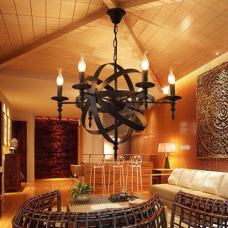 Nordic creative American barber salon gym industrial ancient style dining room living room lighting clothing decoration shop candle chandelier