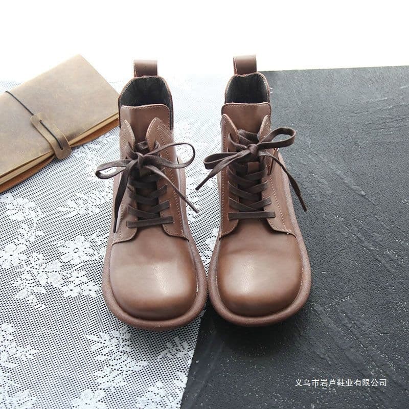 Niche Retro Martin Boots Women 2025 Autumn New Literary Soft Sole Short Boots High Top Forest Girl Shoes Winter Fleece Fashion
