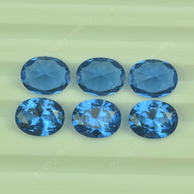 Discounted Egg-Shaped 119# Deep Sea Blue Blue Spinel Synthetic Gemstone High Temperature Resistant Oval Blue Spinel Cabochon