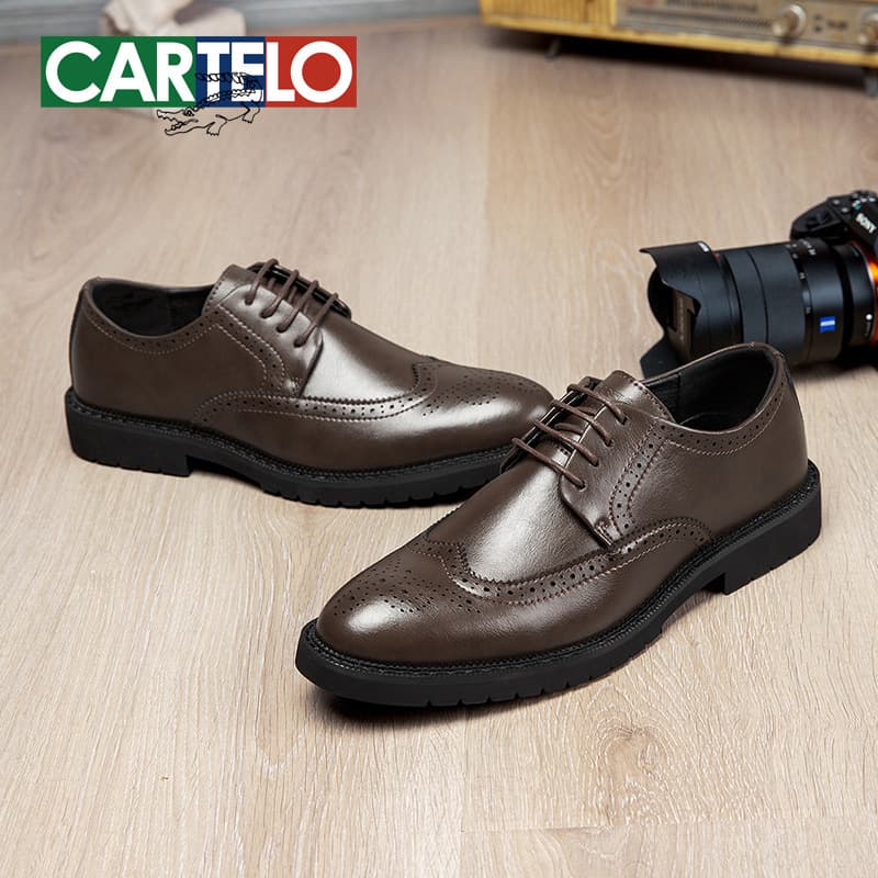 Cardile crocodile leather shoes men's brogue business casual shoes black formal suit men's casual and versatile shoes for all seasons