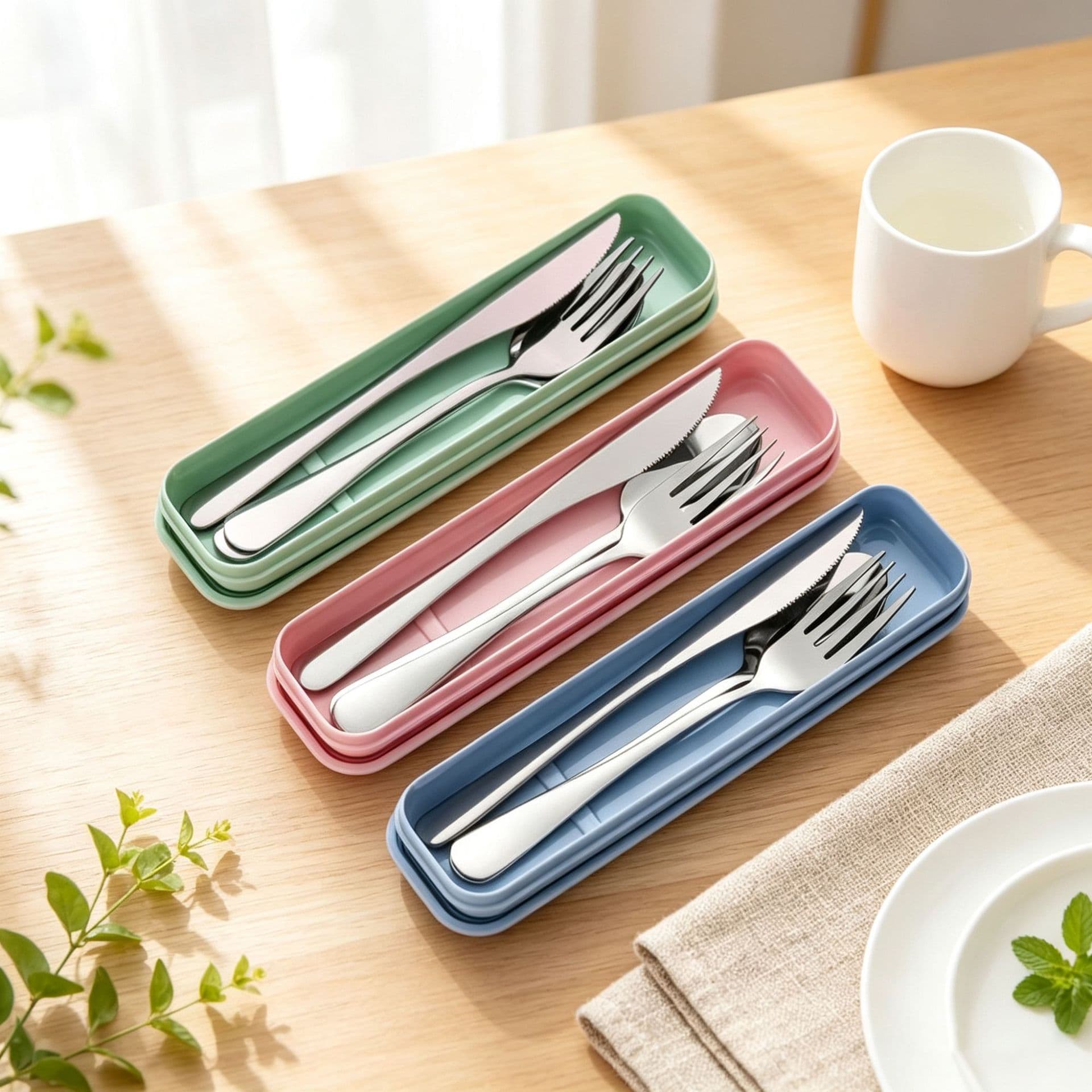 Stainless steel knife, fork and spoon tableware set, simple outdoor travel portable tableware, Western food knife, fork and spoon, dessert spoon and chopsticks