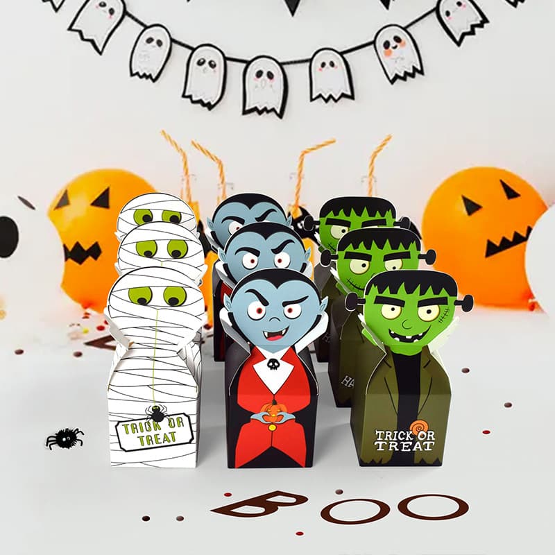 Halloween Big Head Monster Candy Packaging Empty Carton Box Ready Stock Colorful Halloween Theme Party Gift Packaging Box
