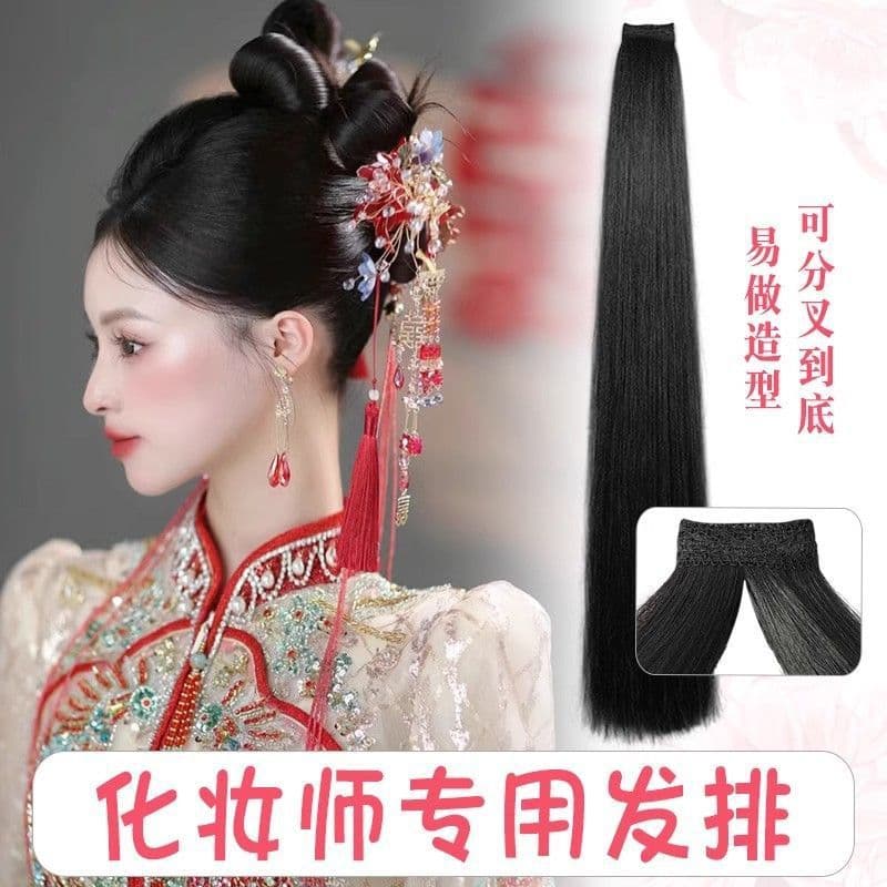 New Chinese style Xiuhe makeup artist's special simulation hair piece, ancient costume bride's hair, natural splitting, versatile styling hair arrangement