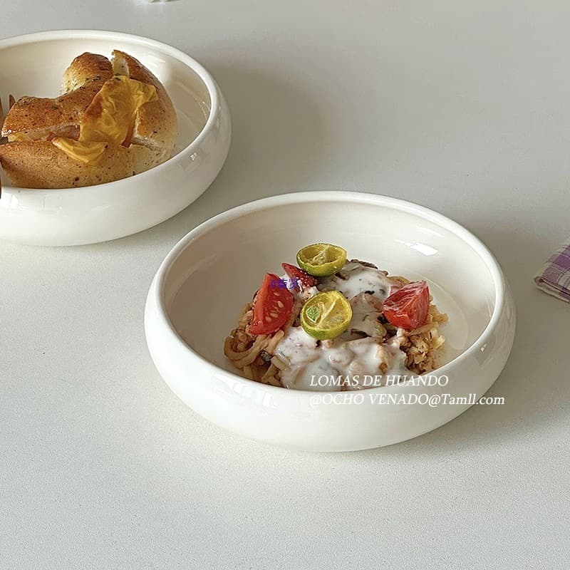 Simple Style Dessert Bowl, White Fruit Salad Bowl, Yogurt Bowl, Pasta Bowl