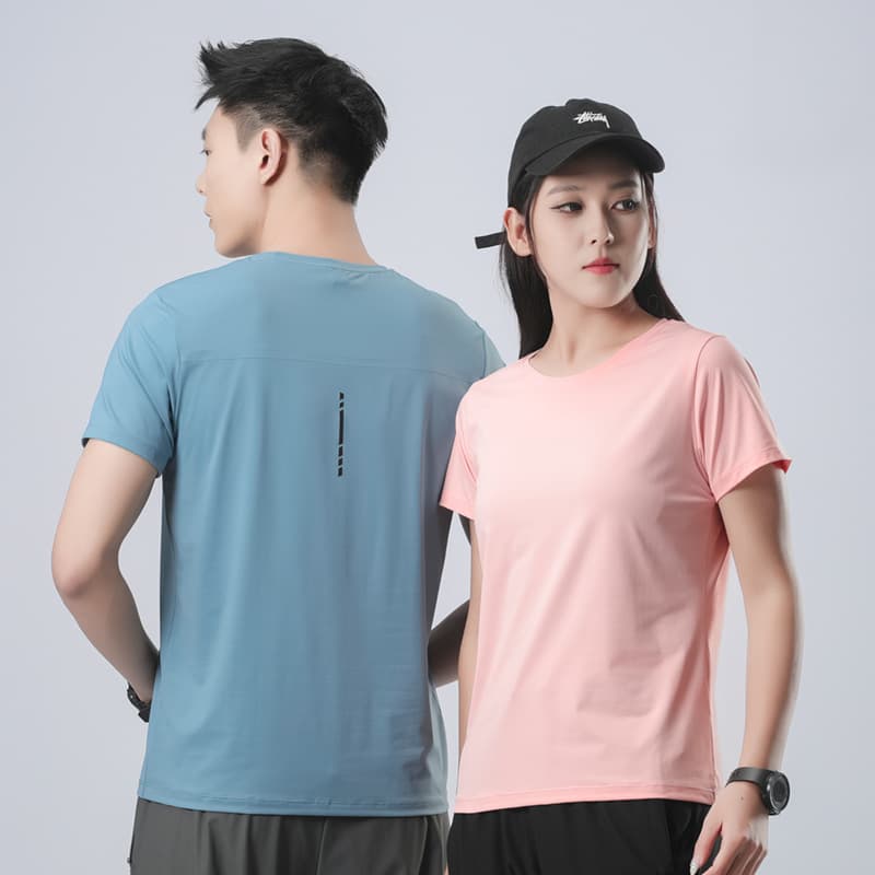 2025 Summer New Couple Ice Silk Short Sleeve T-Shirt Solid Color Advertising Shirt Custom Print Logo Embroidery