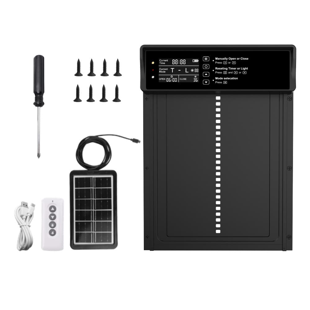 High-Performance Aluminum Alloy Timer Light-Sensing Chicken Door, Waterproof, Automatic Open/Close, Anti-Pinch, Suitable for Chicken Coops and Pets