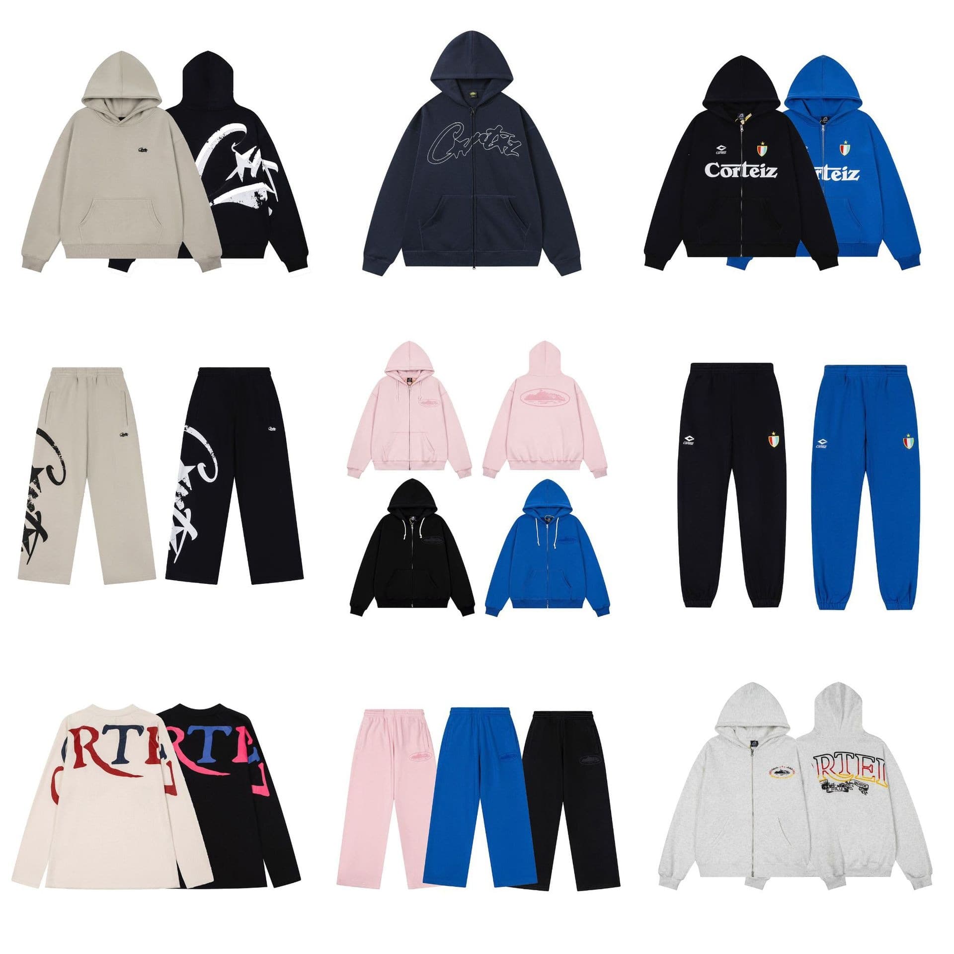 Corteiz American Cross-Border High-Street Hip-Hop Alcatraz CRT Zip-Up Print Unisex Loose Fit Cardigan Hoodie