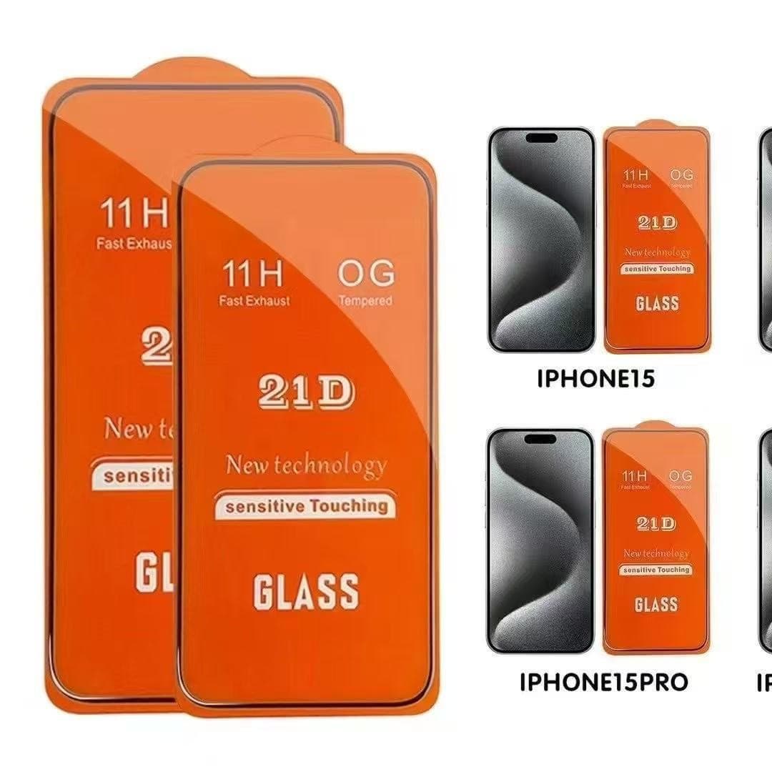 Suitable for 21D Apple 17promax screen printing top 16pro high definition tempered glass 15 full screen mobile phone film