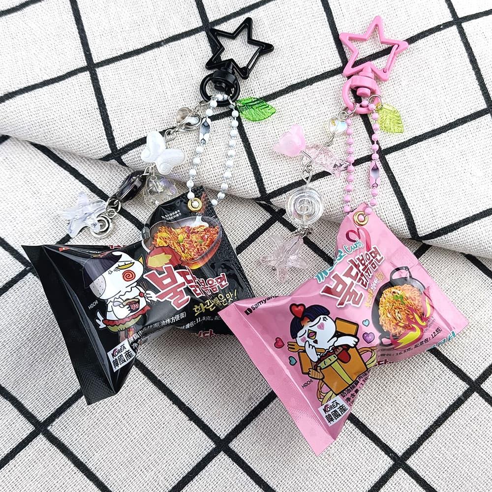 Ramen turkey noodles simulation miniature snack bag charm Korean instant noodles fried sauce bread bag key chain pendant