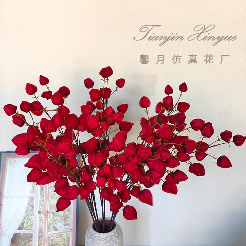 Red Lantern Fruit Artificial Flowers Decorative Tablescapes for Weddings And Home Decor Silk Flowers That Are Not Patented