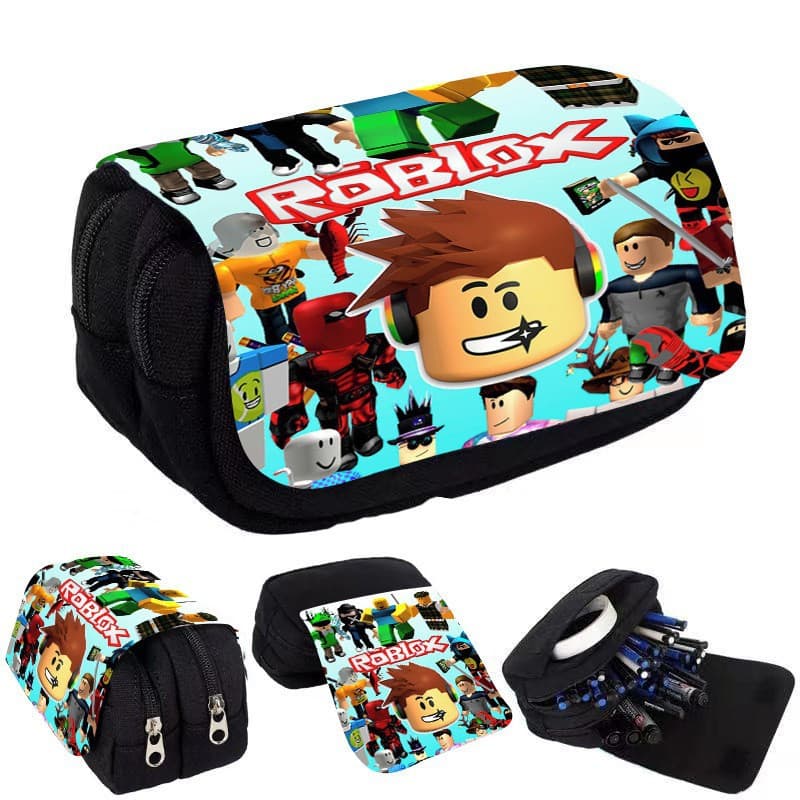 Factory Direct Roblox Pencil Case for Primary and Secondary School Students, Children's Printed Double-layer Flip-top Stationery Bag