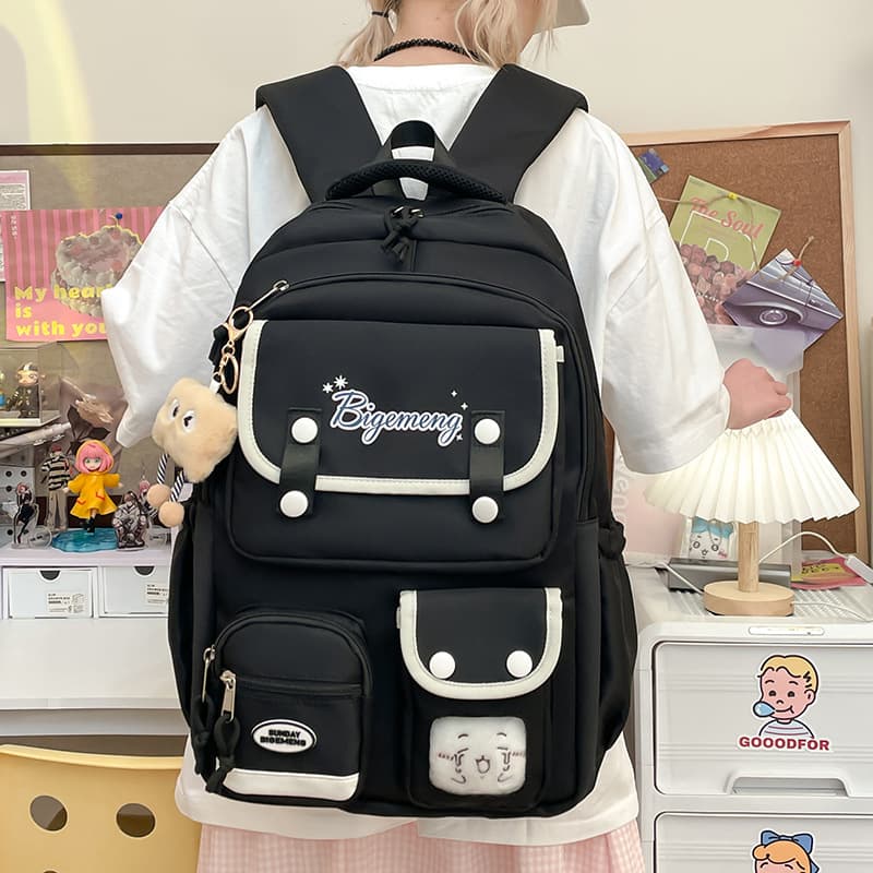 College Style Backpack for Women, Korean Version Large Capacity Junior High School Student Computer Travel Bag, Lightweight High School Student Backpack