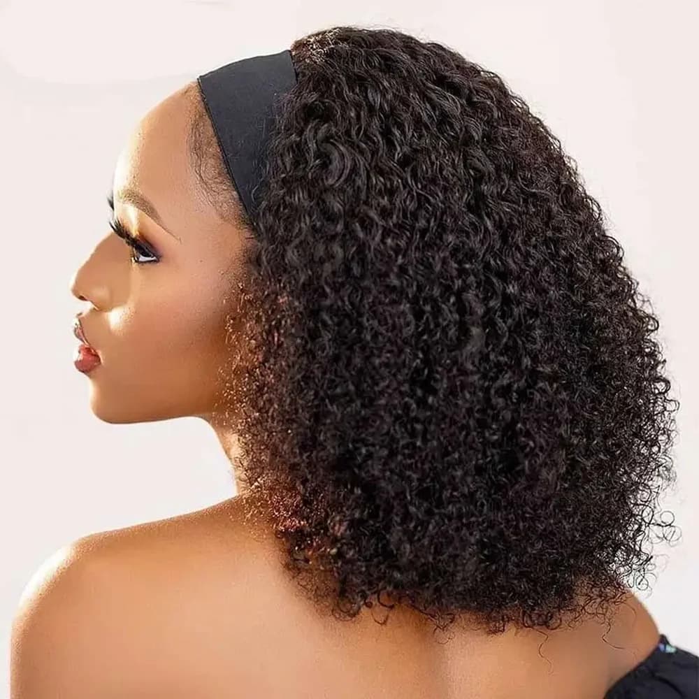 Headband Curly Wig 100% Brazilian Human Hair Original Hair