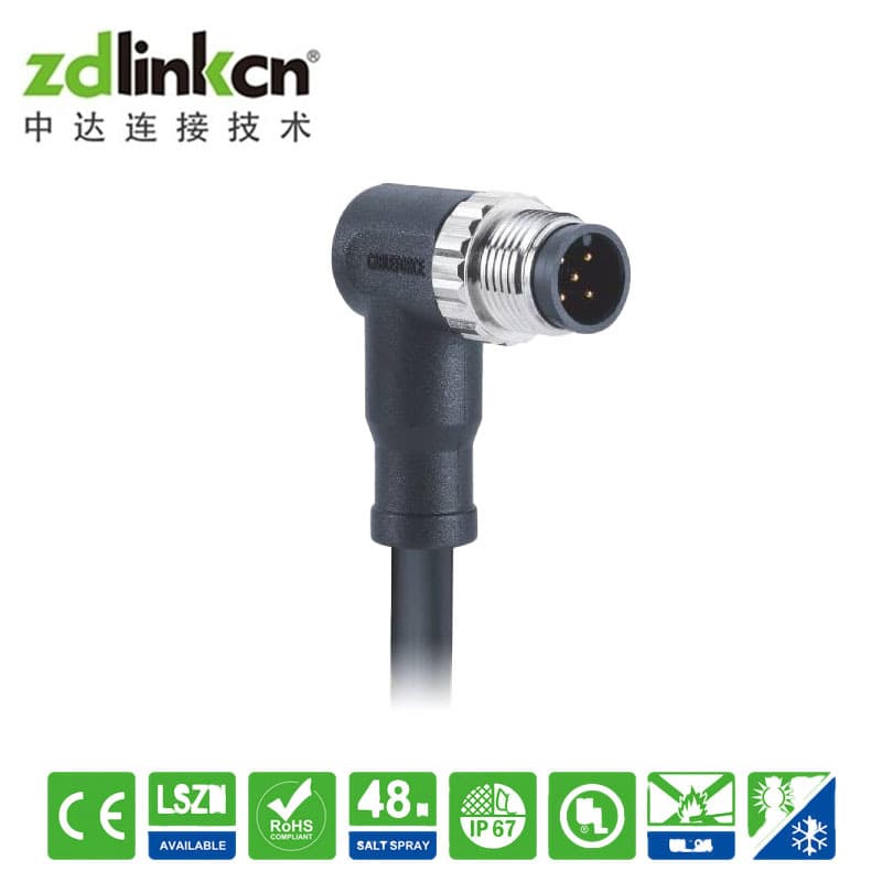 A-CODE male circular vibration-resistant dustproof waterproof connector terminal M12 sensor connection cable