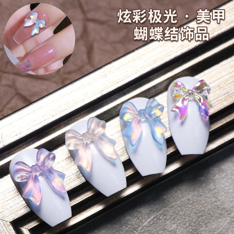 New Bow Nail Art Decoration Aurora Butterfly Sweet Girl Bow Nail Supplies Factory Direct