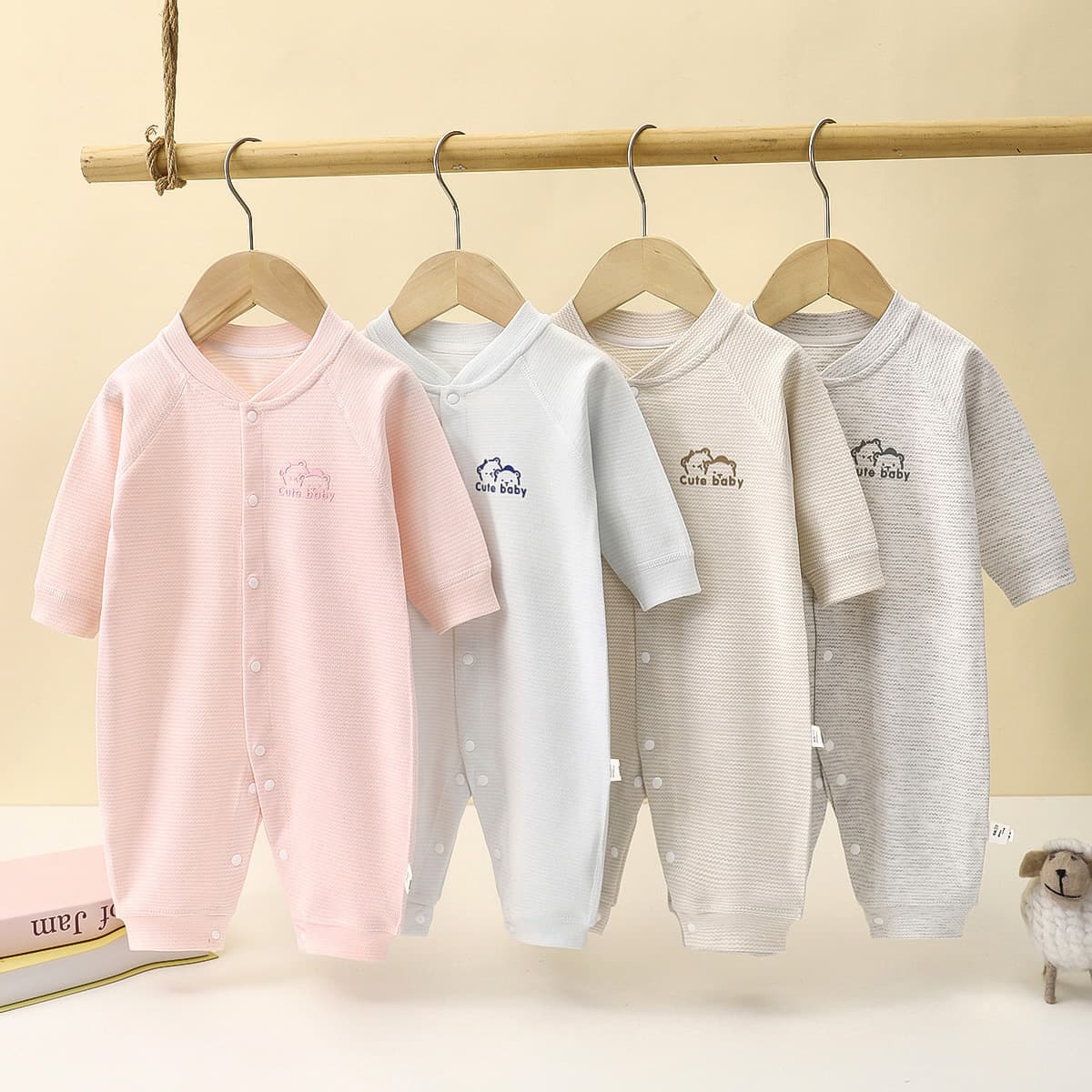 Spring Autumn Baby Bodysuit Cotton Class A Newborn Clothes Boy Girl Baby Hasp Suit Long Sleeve Seamless Crawling Suit Children's Wear