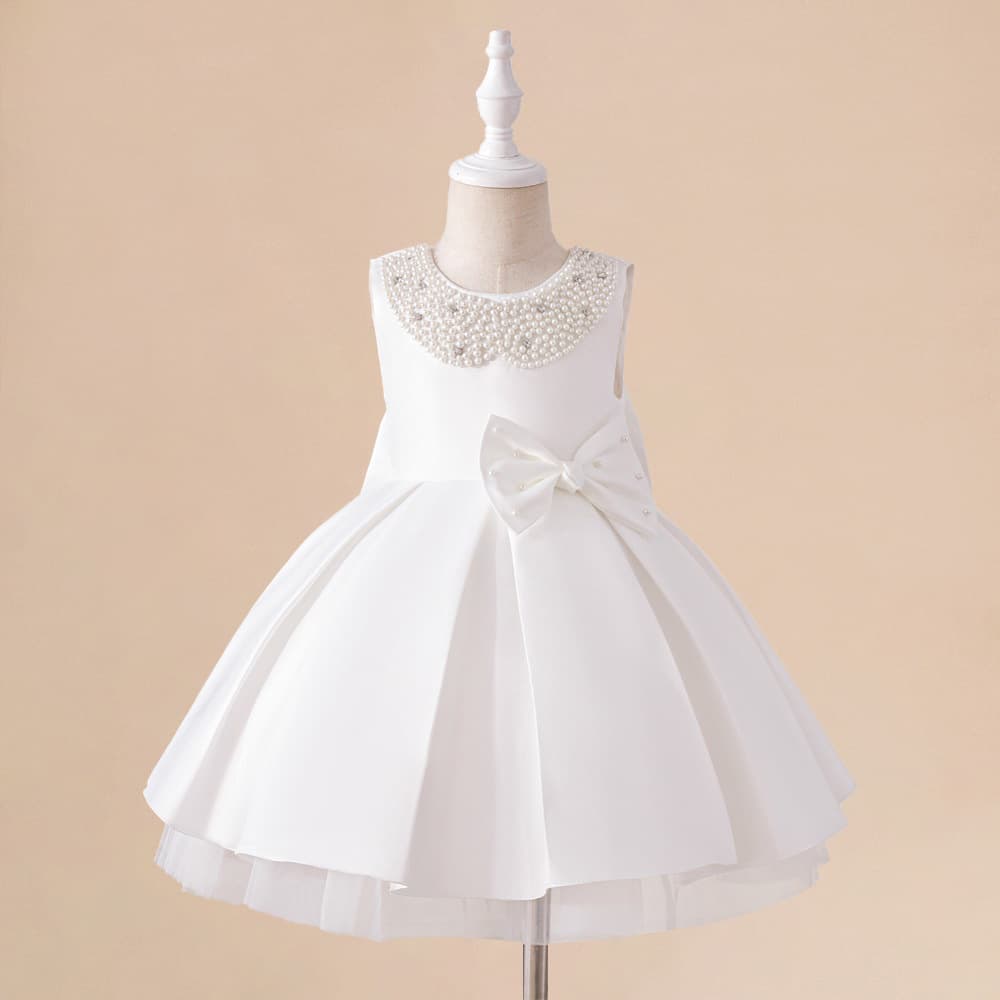 Girls Satin Dress Butterfly Knot Children's Princess Skirt Performance Festival Outfit Party Girl Dress Cotton Polyester Blend