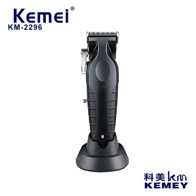 Kemei KM-2296 Cross-border Electric Hair Clipper with Base, USB Oil Head Engraving Scissors, Professional Barber Hair Trimmer for Salon