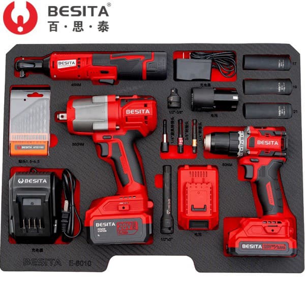 BESTAI Power Tool E-8010 Set Electric Drill Impact Wrench Electric Air Impact Wrench Electric Ratchet Wrench Others