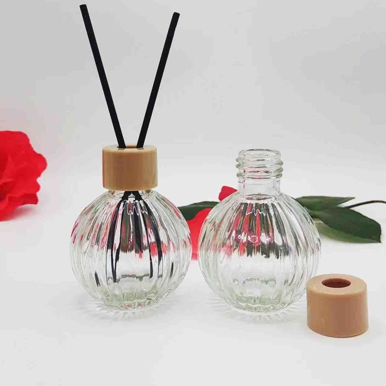 Decorative Glass Bottle Set - Empty Travel-Size Perfume Bottles for Hotel Toiletries, Fragrance Dispensers, and Home Use