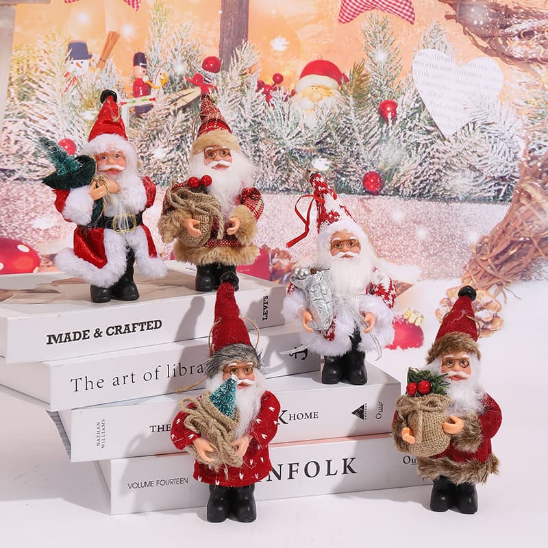 Cross-border Hot-selling Standing Santa Claus Plush Doll Ornament Gift Set Santa Claus Shopping Mall Window Display Gift Decoration