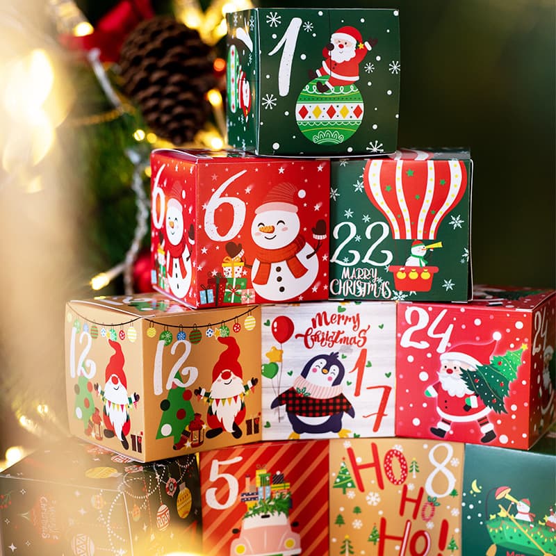 Christmas Gift Box Advent Calendar Candy Box Paper Packaging Box 24 Numbered Christmas Gift Box In Stock