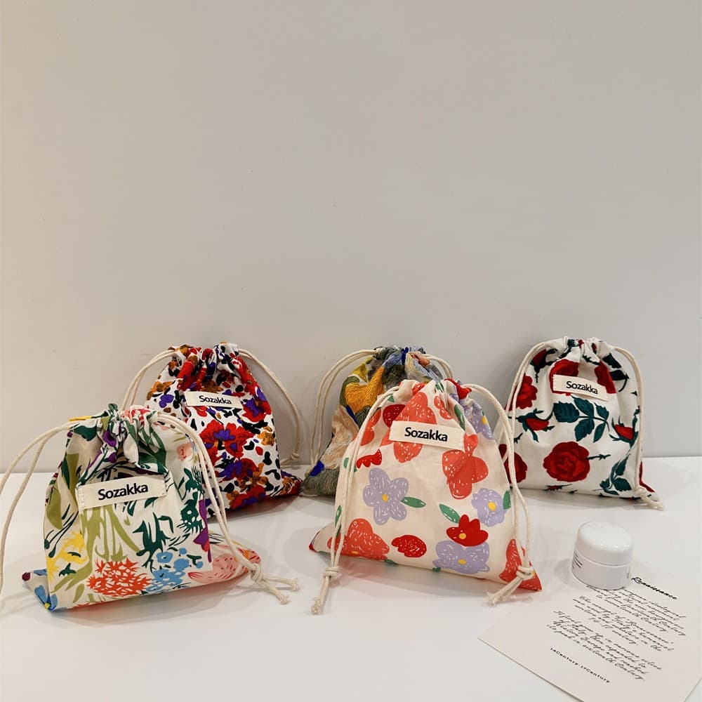 34225 Storage Pouch Small Drawstring Bag Japanese Style Lipstick Bag Portable Cosmetic Bag for Women