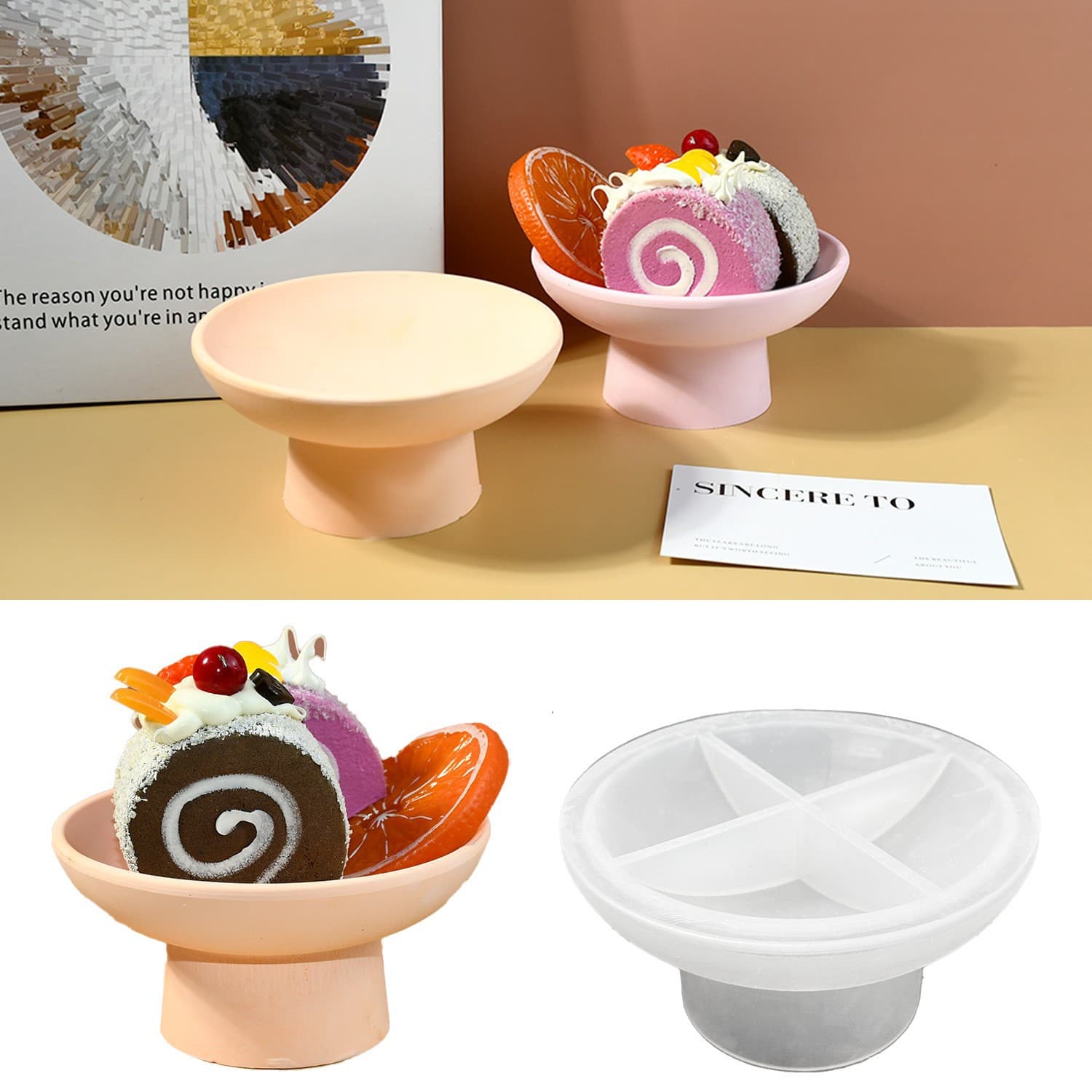 diy crystal glue mold round tall bowl home kitchen storage resin tall bowl silicone mold