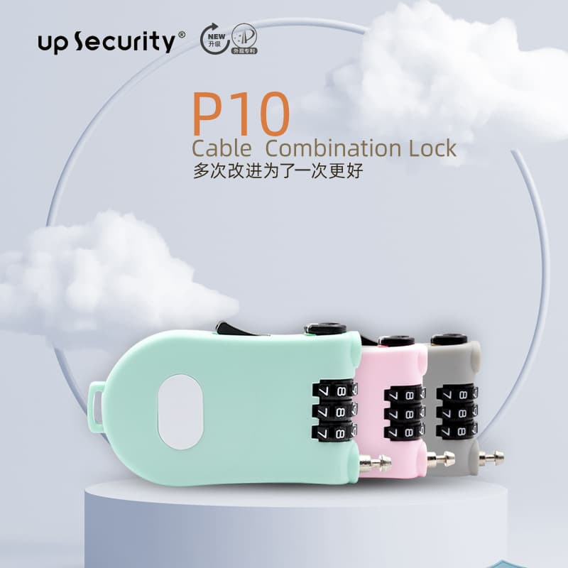 Improved and upgraded retractable steel cable combination lock, scooter stroller steel wire lock, helmet luggage anti-theft lock P10