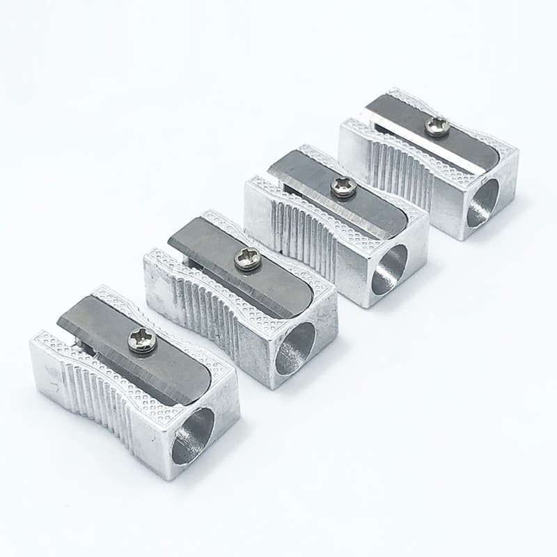 Aluminum Alloy Pencil Sharpener Single Hole Metal Sharpener Student Stationery Stainless Steel Flat Pencil Sharpener Wholesale