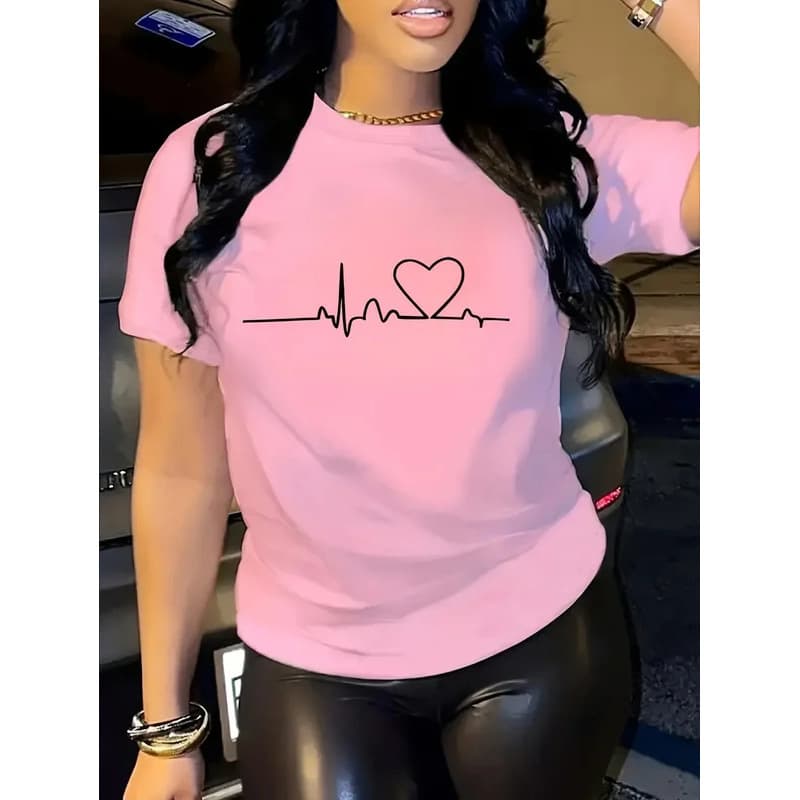 Ouma Cotton Heart T-shirt Crew Neck Streetwear Clothing