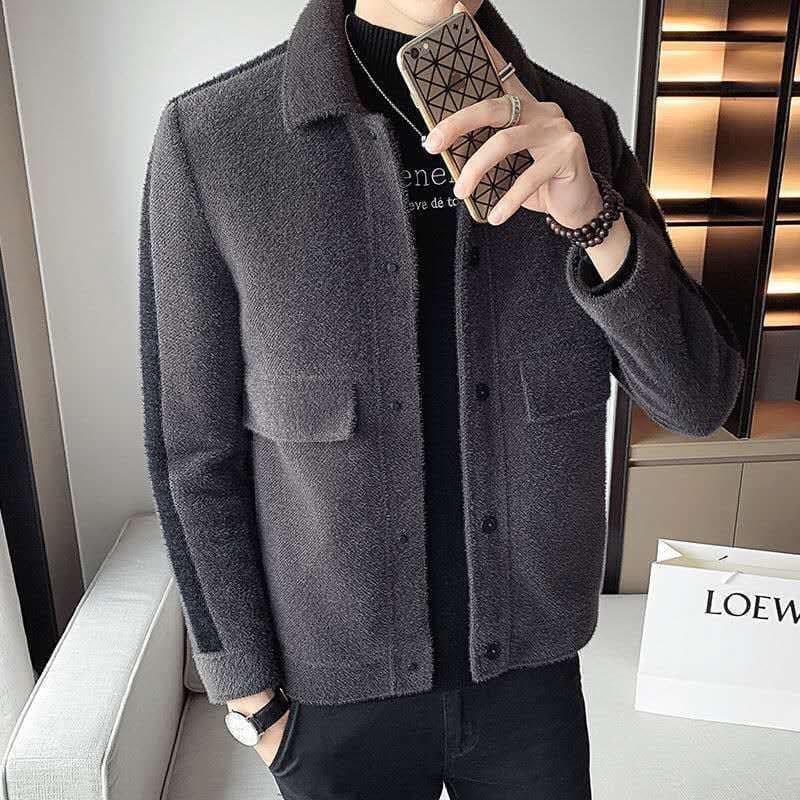 2020 Winter New Style Wool Overcoat Men's Korean Style Trendy Handsome Slim Short Trench Woolen Student Jacket