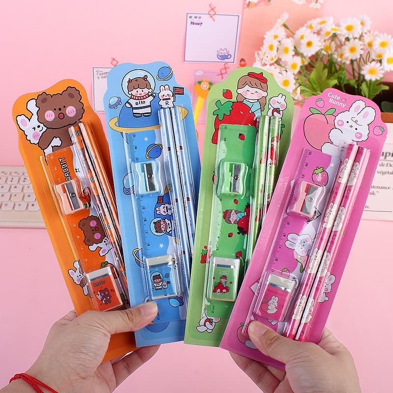 New Pencil 5-Piece Set Children's Day Gift Learning Supplies Kit Gift Box Student Pencil Stationery